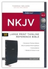 NKJV Large Print Thinline Reference Bible, Comfort Print - Leathersoft Black Thumb Indexed